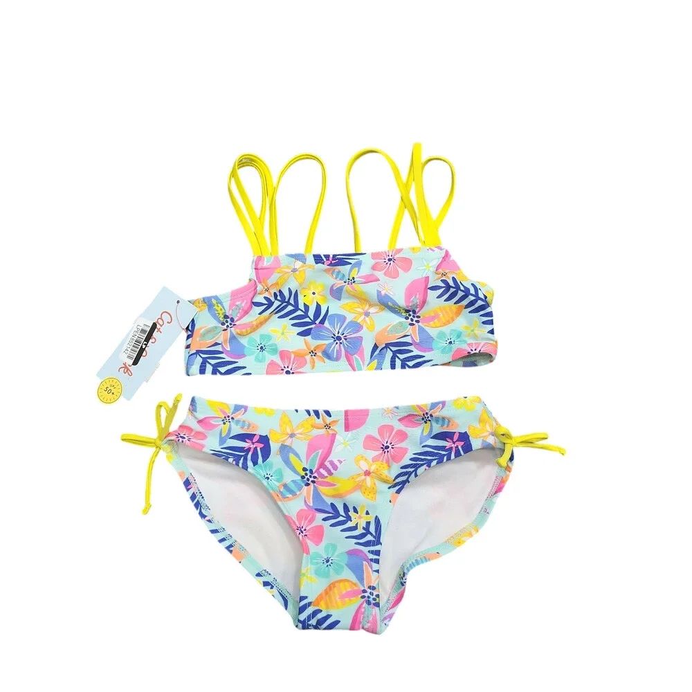 Cat & Jack Girls' Paradise Floral Printed Bikini Set Size X-Small 4/5